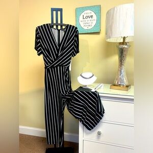 Tribal black and white stripe jumpsuit XXL
